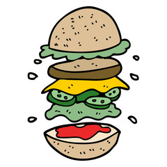 cartoon doodle huge burger