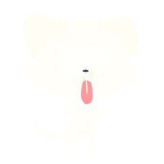 flat color style cartoon dog with tongue sticking out