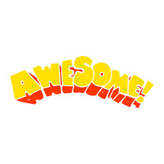 flat color illustration of a cartoon word awesome