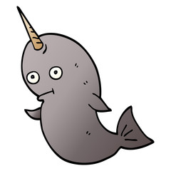 cartoon doodle narwhal © lineartestpilot