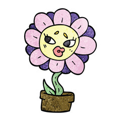 cartoon doodle flower pot