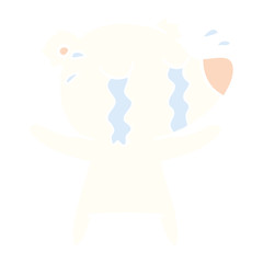 flat color style cartoon crying polar bear