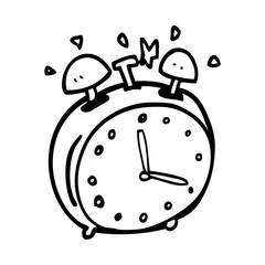line drawing cartoon alram clock