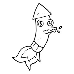 line drawing cartoon rocket