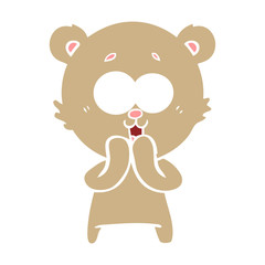 laughing teddy  bear flat color style cartoon