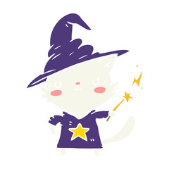 magical amazing flat color style cartoon cat wizard