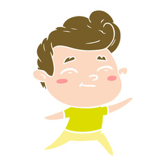 Obraz premium happy flat color style cartoon man