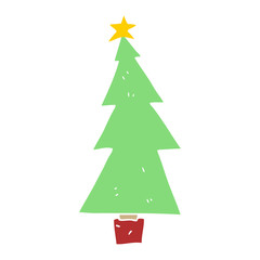 flat color style cartoon christmas tree