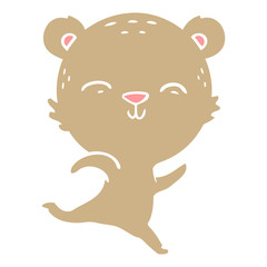 happy flat color style cartoon bear
