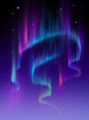 Aurora Borealis abstract background, northern lights in polar night sky illustration, natural phenomenon, space miracle, wonder, neon glowing lines, ultraviolet spectrum