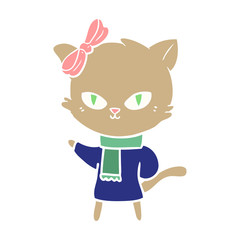 cute flat color style cartoon cat in winter clothes
