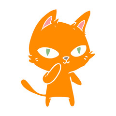 flat color style cartoon cat staring