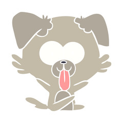 flat color style cartoon dog with tongue sticking out