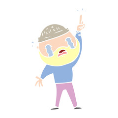 flat color style cartoon bearded man crying