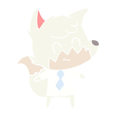 flat color style cartoon happy fox