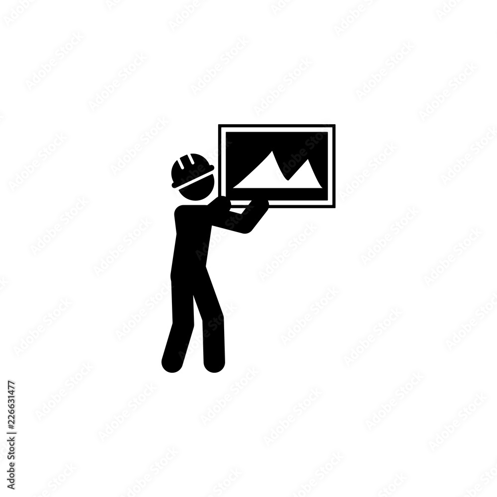 Poster decoration, frame worker icon. element of construction worker for mobile concept and web apps. detai