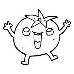 line drawing cartoon happy tomato