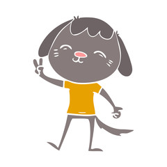 happy flat color style cartoon dog