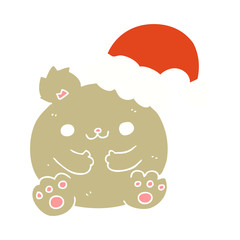 cute flat color style cartoon christmas bear