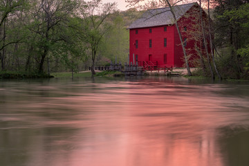 Red Mill Barn across the spring pond
