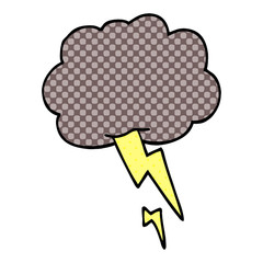 cartoon doodle storm cloud with lightning