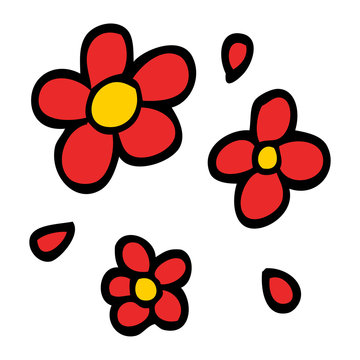 cartoon doodle decorative flowers