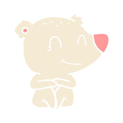 smiling polar bear flat color style cartoon