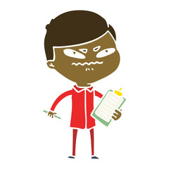 flat color style cartoon angry man