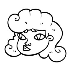 line drawing cartoon female face