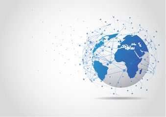 Global network connection. World map point and line composition concept of global business. Vector Illustration