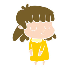 flat color style cartoon indifferent woman