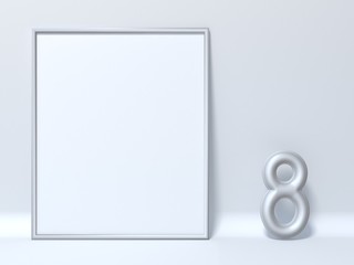Mock up picture frame Number 8 EIGHT 3D