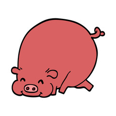 cartoon doodle fat pig