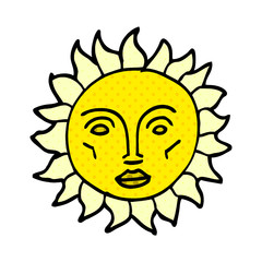 cartoon doodle traditional sun face