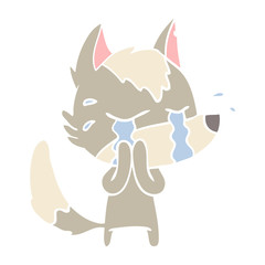 flat color style cartoon crying wolf
