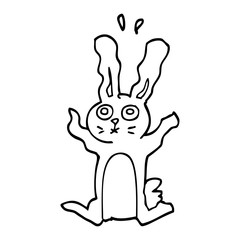 line drawing cartoon frightened bunny