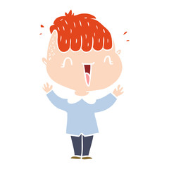 flat color style cartoon happy boy surprised