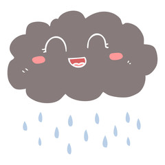 flat color illustration of a cartoon rain cloud