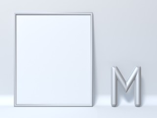 Mock up picture frame Letter M 3D
