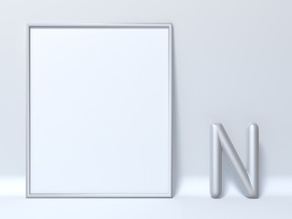 Mock up picture frame Letter N 3D