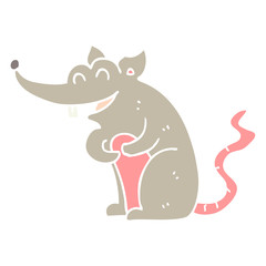 flat color style cartoon rat
