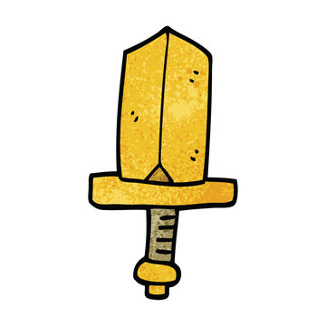 Cartoon Doodle Gold Dagger