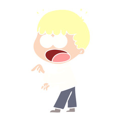 flat color style cartoon shocked man pointing