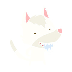 flat color style cartoon hungry wolf