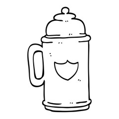 line drawing cartoon traditional beer tankard