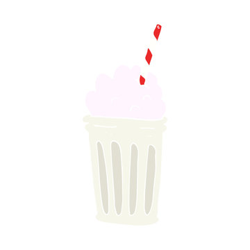 flat color illustration of a cartoon milkshake
