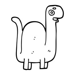 line drawing cartoon prehistoric dinosaur