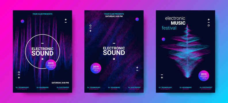 Wave Music Posters Set.