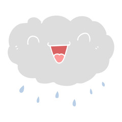 happy flat color style cartoon cloud