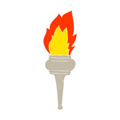 flat color illustration of a cartoon flaming torch